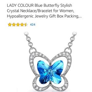 Brand new LADY COLOUR Blue Butterfly Stylish Crystal Necklace
